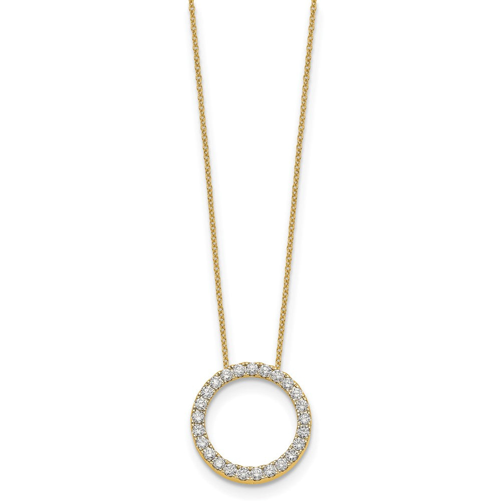 14K Gelbgold Poliert 1 Karat Diamant Kreis 18 Zoll Halskette
