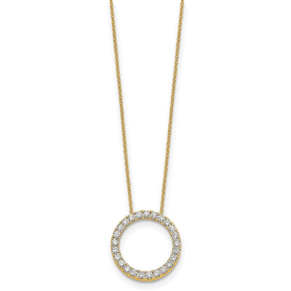 14K Gelbgold Poliert 1 Karat Diamant Kreis 18 Zoll Halskette