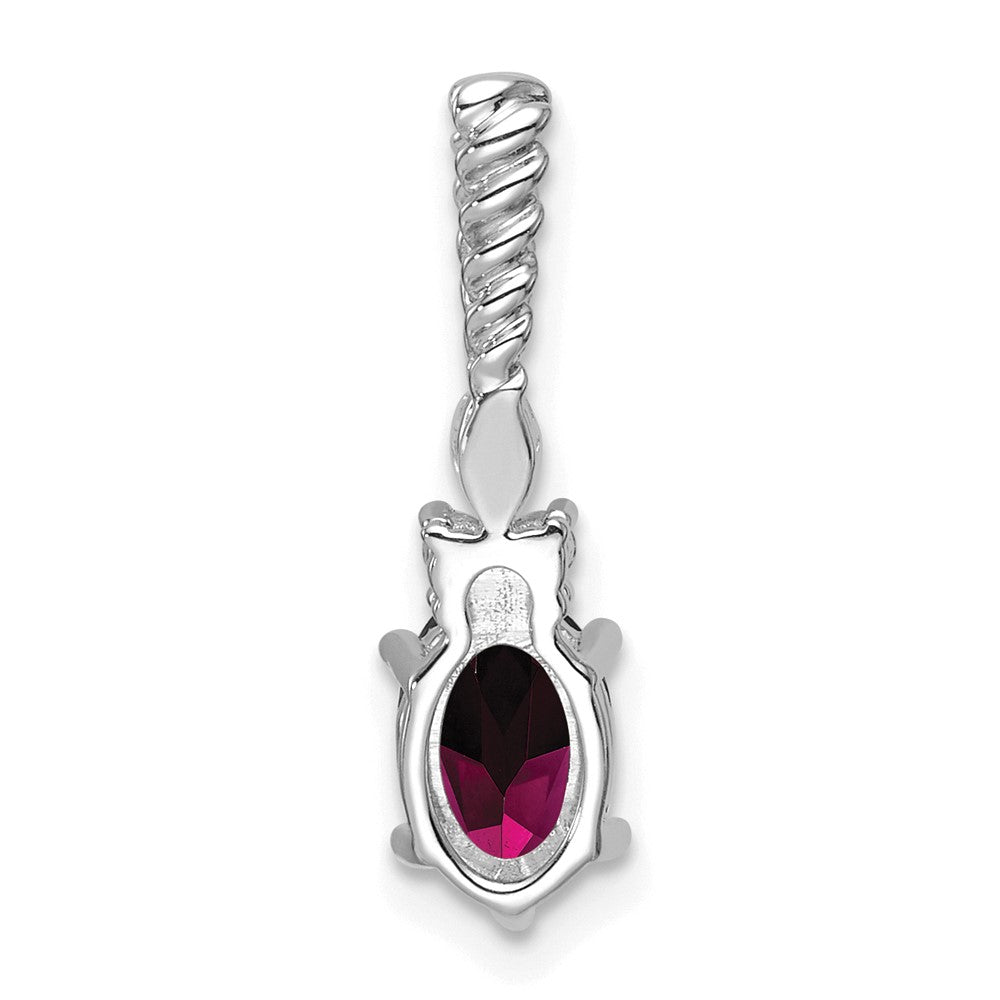 14K Weißgold Diamant und 7x5 Oval June/rhodolite Granat Gedreht Kette Anhänger
