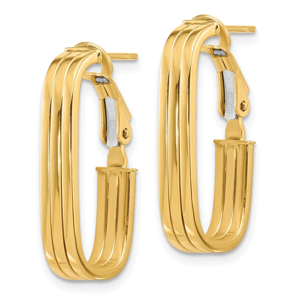 14K Gelbgold 4.4x25mm Poliert Oval Omega Rückseite Röhre Creolen