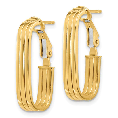 14K Gelbgold 4.4x25mm Poliert Oval Omega Rückseite Röhre Creolen