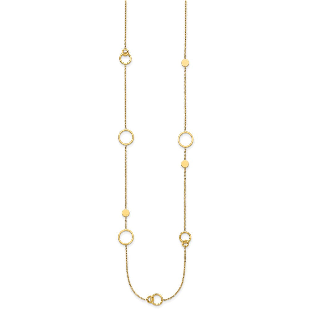 14K Gelbgold Poliert Kreis und Kette Muster 25.5 Zoll Halskette
