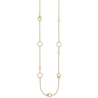 14K Gelbgold Poliert Kreis und Kette Muster 25.5 Zoll Halskette