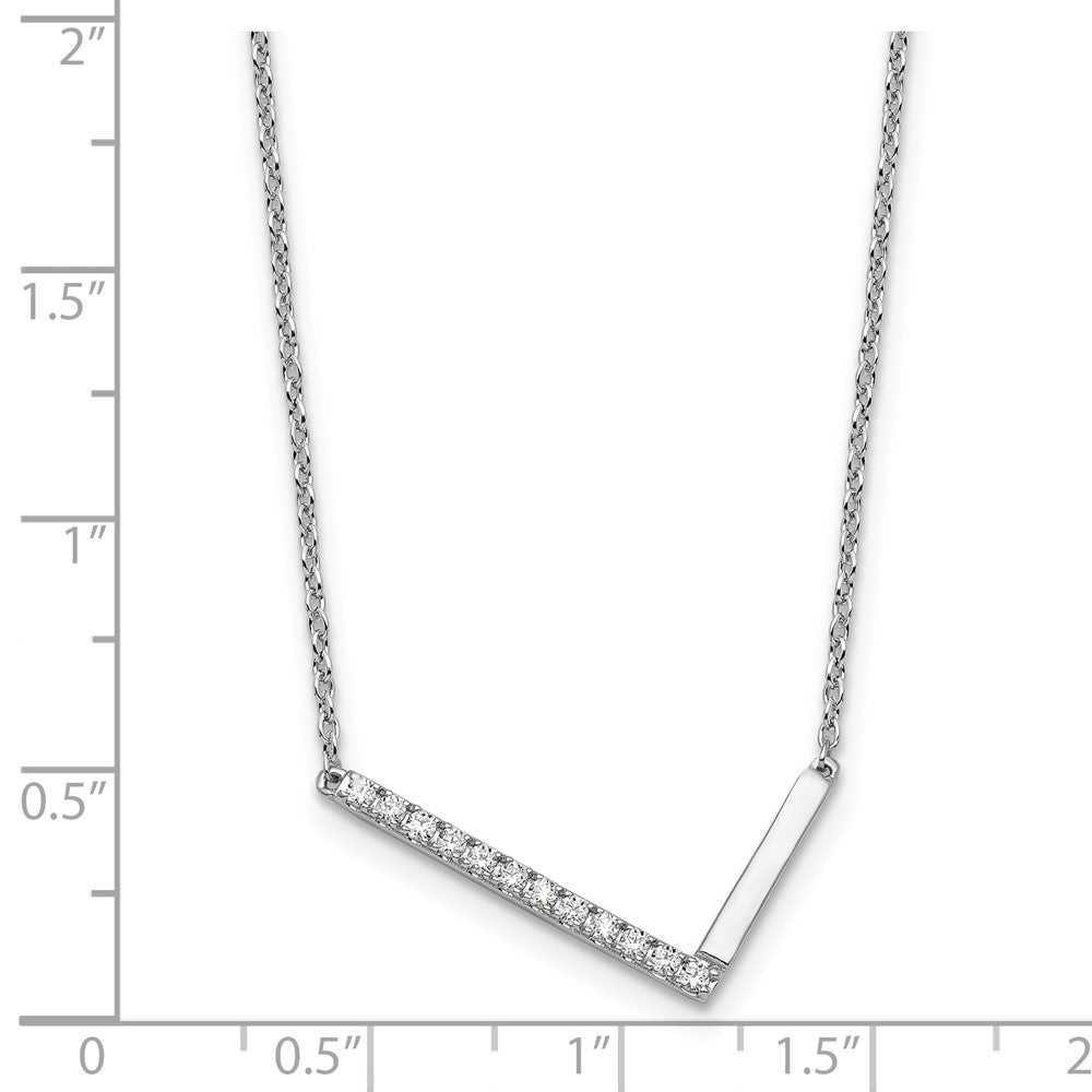 14K Weißgold Seitlich Diamant Initiale L 18 Zoll Halskette