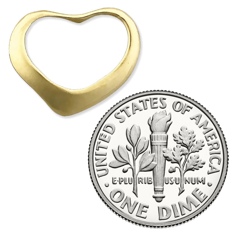 14K Gold Schwebender-Herz-Charm-Gleitanhänger