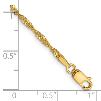 14K Gelbgold 1.9mm Singapurkette Gliederarmband