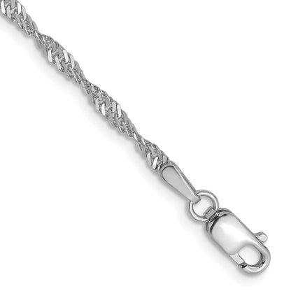 14K Weißgold 1.9mm Singapurkette Gliederarmband