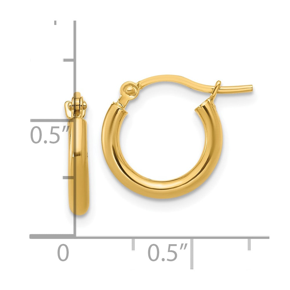 14K Gelbgold 2x12mm Poliert Creolen