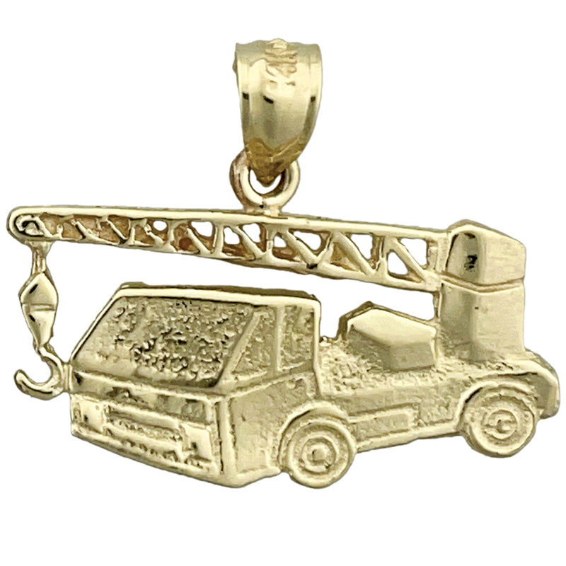 585 Gold Anhänger LKW mit Kran