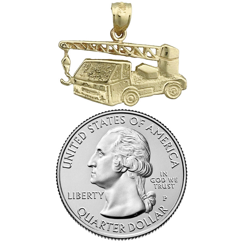 585 Gold Anhänger LKW mit Kran