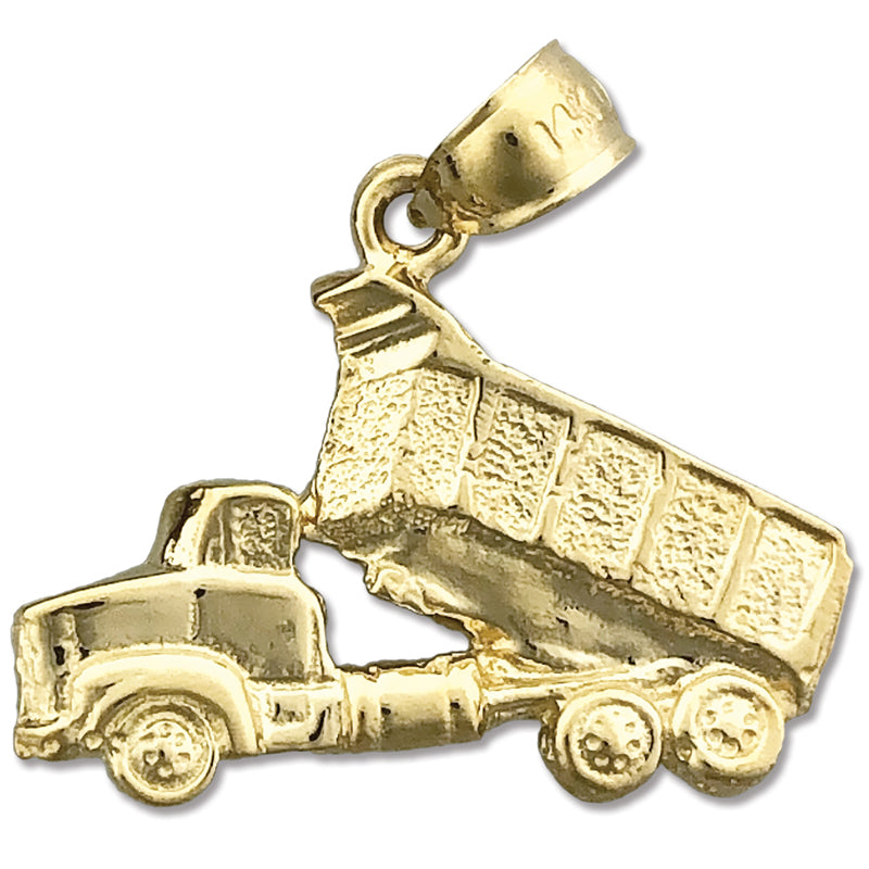 14K Gold Dump Truck Charm** **Deutsch:** 14K Gold Kipplaster-Charm