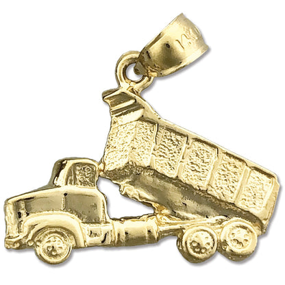 14K Gold Dump Truck Charm** **Deutsch:** 14K Gold Kipplaster-Charm
