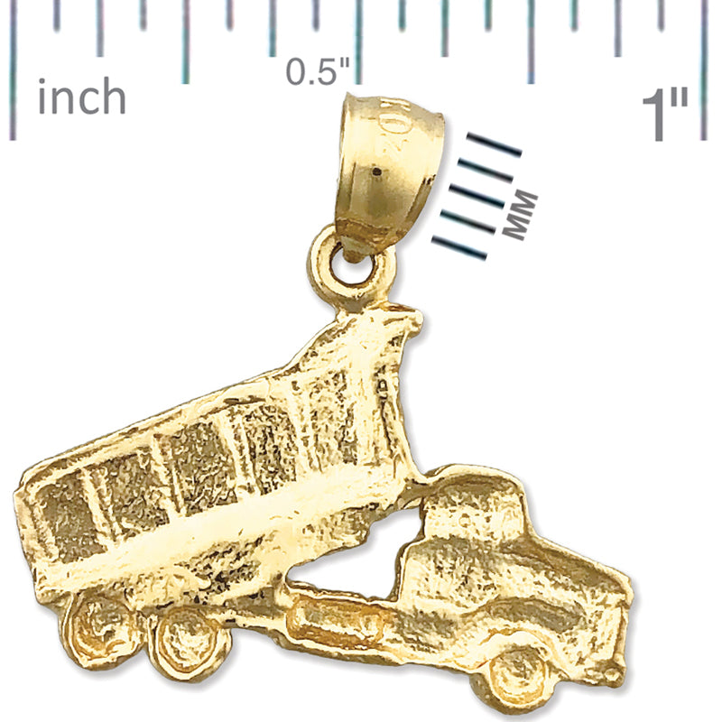 14K Gold Dump Truck Charm** **Deutsch:** 14K Gold Kipplaster-Charm