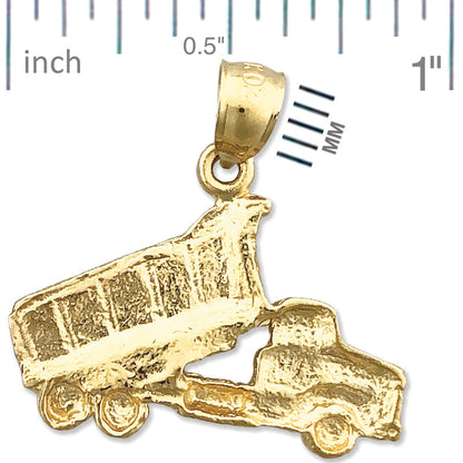 14K Gold Dump Truck Charm** **Deutsch:** 14K Gold Kipplaster-Charm