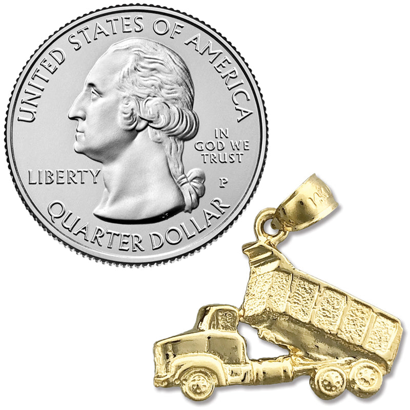 14K Gold Dump Truck Charm** **Deutsch:** 14K Gold Kipplaster-Charm
