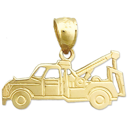 14K Gold Durchbrochener Abschleppwagen-Charm