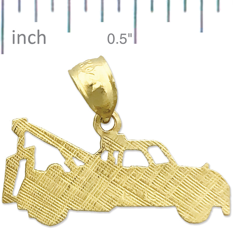 14K Gold Durchbrochener Abschleppwagen-Charm