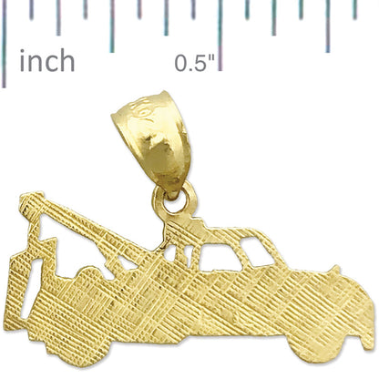 14K Gold Durchbrochener Abschleppwagen-Charm
