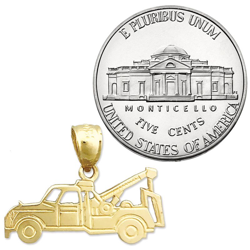 14K Gold Durchbrochener Abschleppwagen-Charm