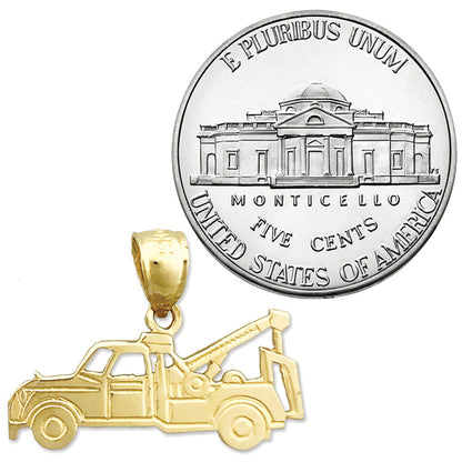 14K Gold Durchbrochener Abschleppwagen-Charm
