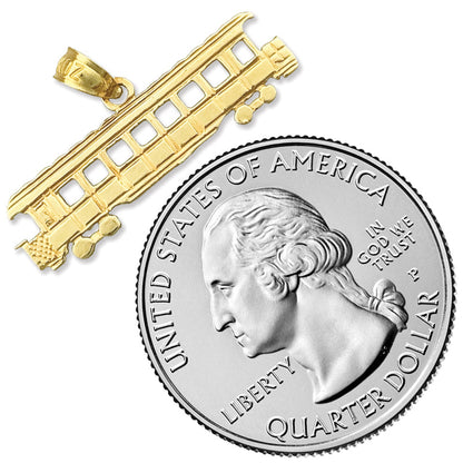 14K Gold Trolley-Anhänger, lang