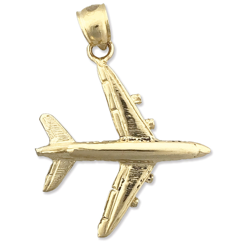 14K Gold 3-D Flugzeug-Anhänger mit vier Triebwerken