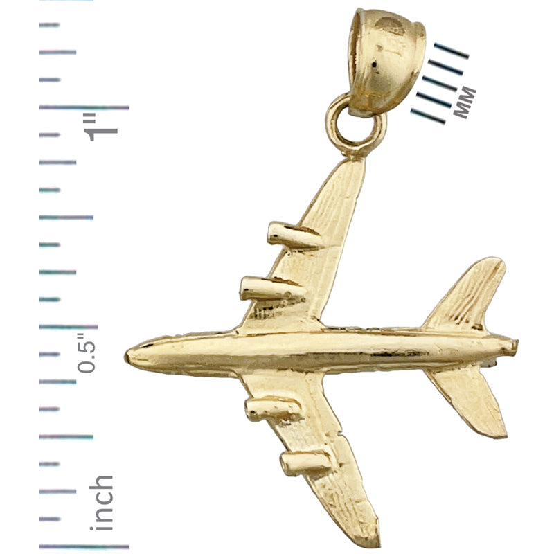 14K Gold 3-D Flugzeug-Anhänger mit vier Triebwerken