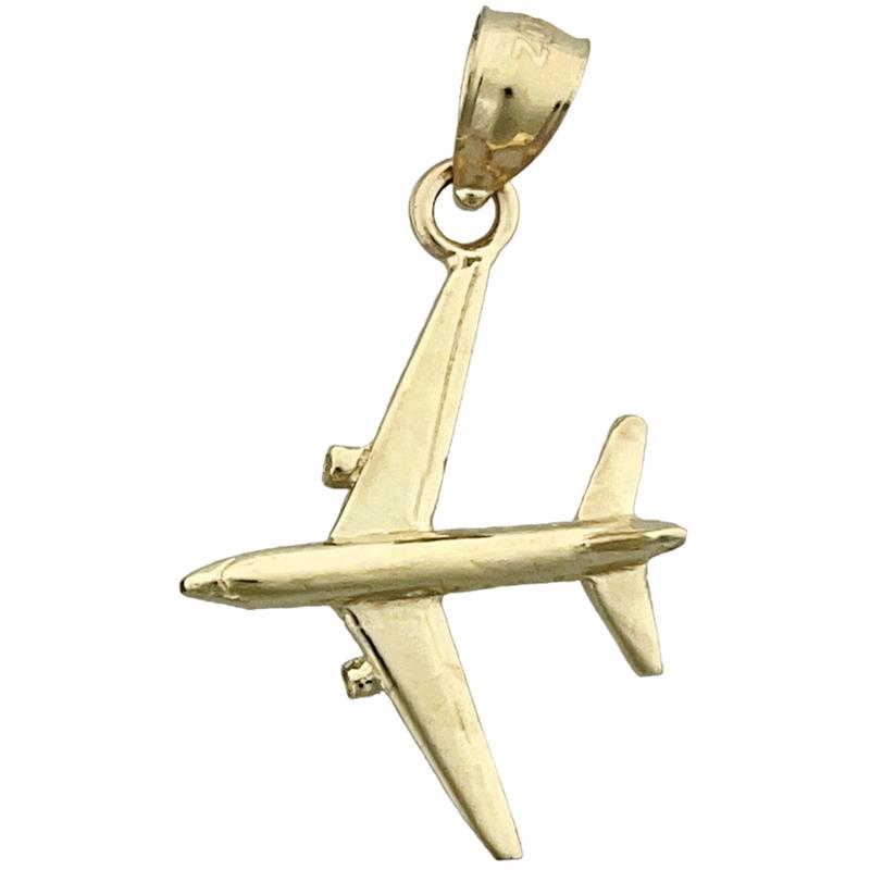 14K Gold Jetliner Flugzeug-Charm