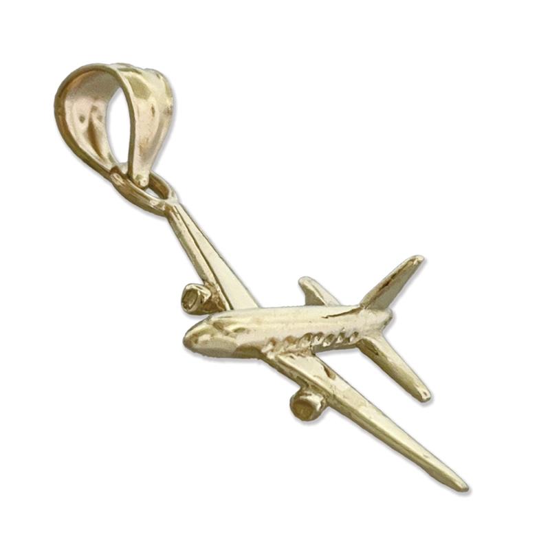 14K Gold Jetliner Flugzeug-Charm