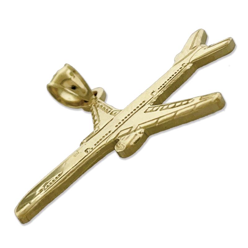 14K Gold Anhänger „Zweimotoriges Flugzeug“