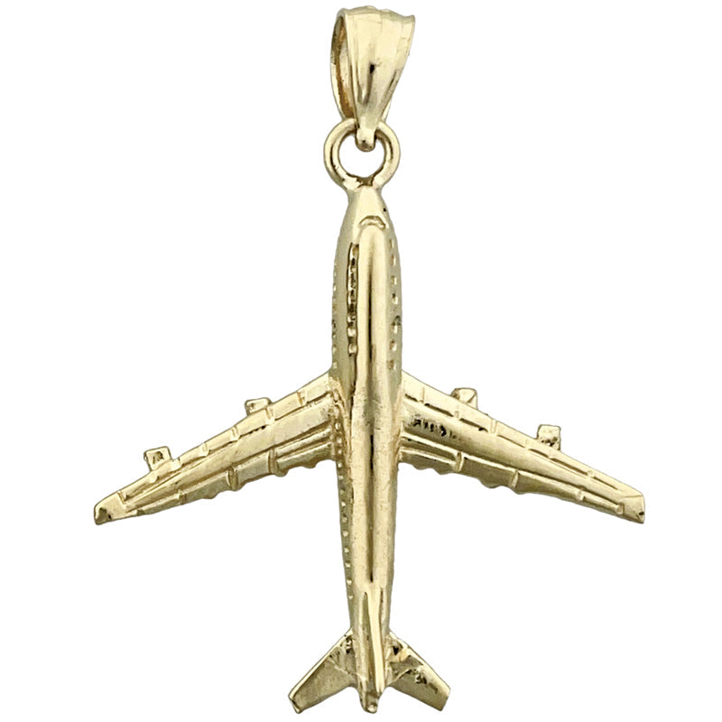 14K Gold 3D-Anhänger „Viermotoriges Flugzeug