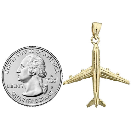 14K Gold 3D-Anhänger „Viermotoriges Flugzeug