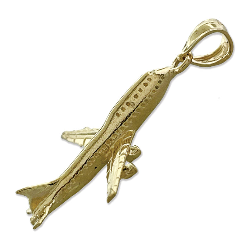 14K Gold 3D-Anhänger „Viermotoriges Flugzeug