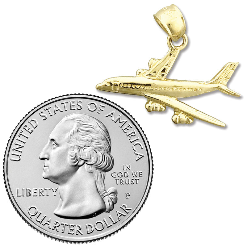 585 Gold Anhänger Militärflugzeug
