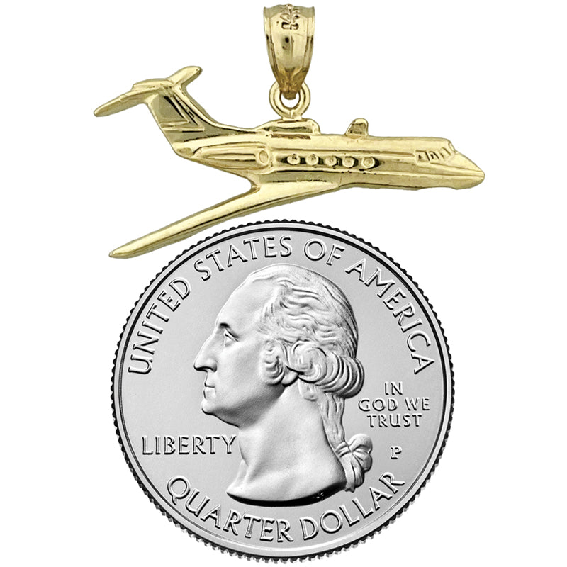 14K Gold Business Jet Flugzeug-Anhänger