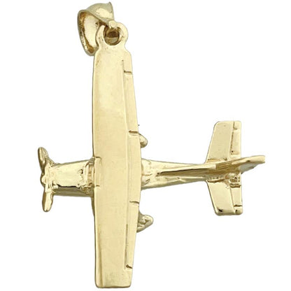 14K Gold 3D-Flugzeug-Anhänger mit hohem Flügel