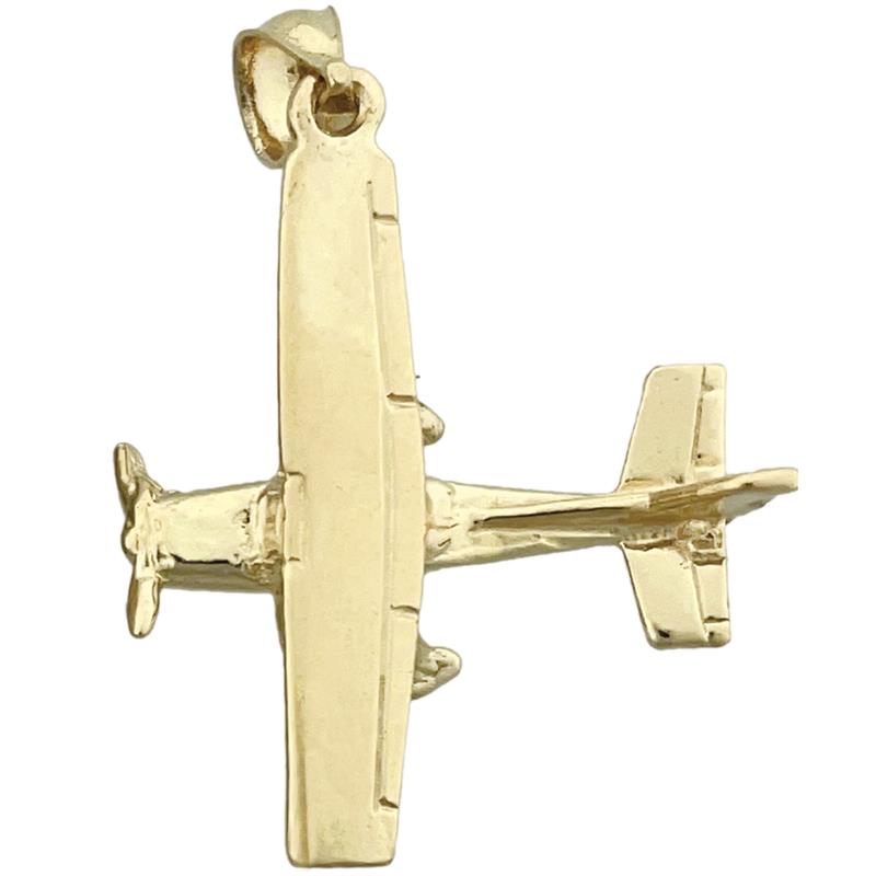 14K Gold 3D-Flugzeug-Anhänger mit hohem Flügel