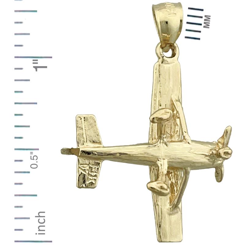 14K Gold 3D-Flugzeug-Anhänger mit hohem Flügel