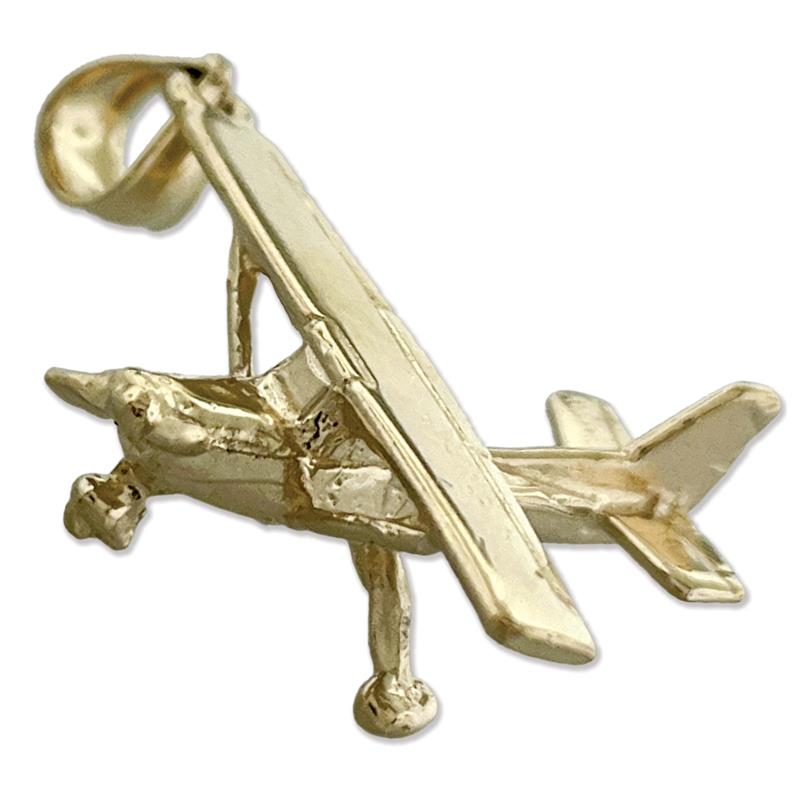 14K Gold 3D-Flugzeug-Anhänger mit hohem Flügel