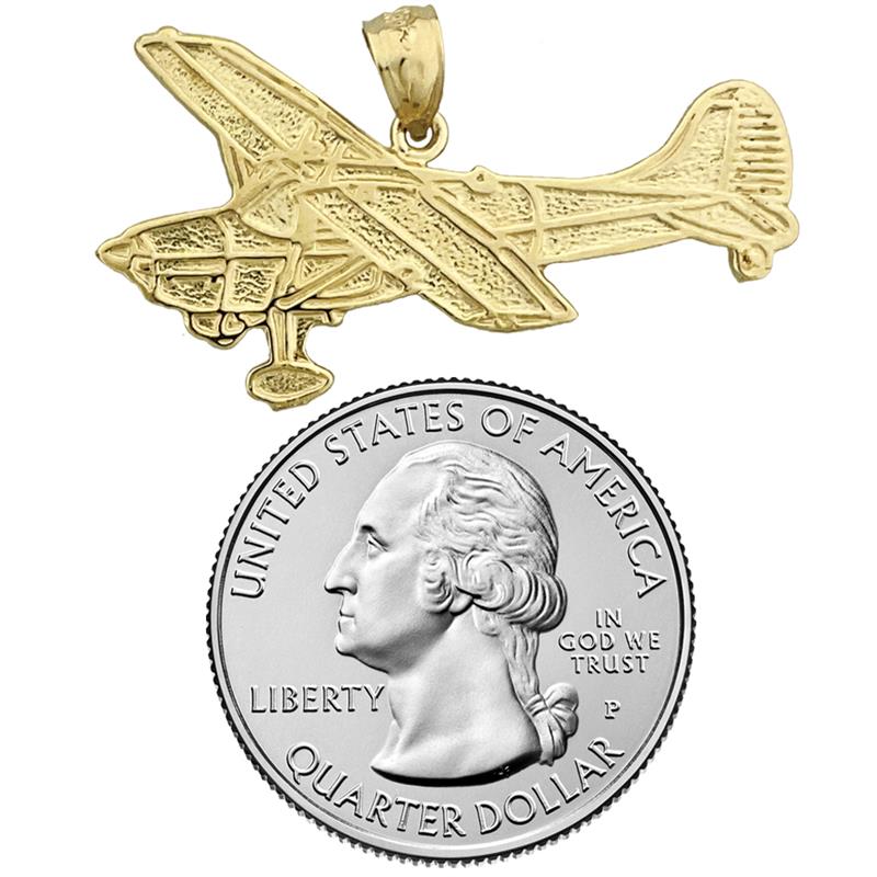 14K Gold 35MM Langer Cessna Flugzeug-Anhänger