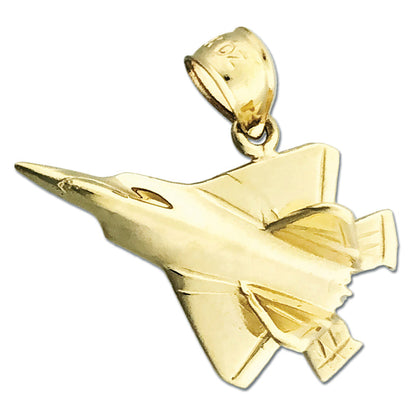 14K Gold F22 Raptor Militärjet-Anhänger