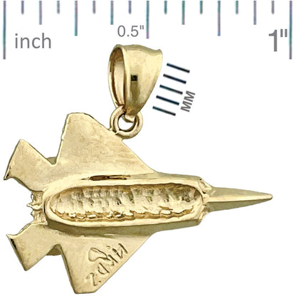 Individueller Anhänger „F22 Raptor Militärjet" aus 14K Gold, 3,8 cm Breite – Öse passend für 5 mm Kette