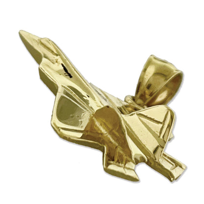 Individueller Anhänger „F22 Raptor Militärjet" aus 14K Gold, 3,8 cm Breite – Öse passend für 5 mm Kette