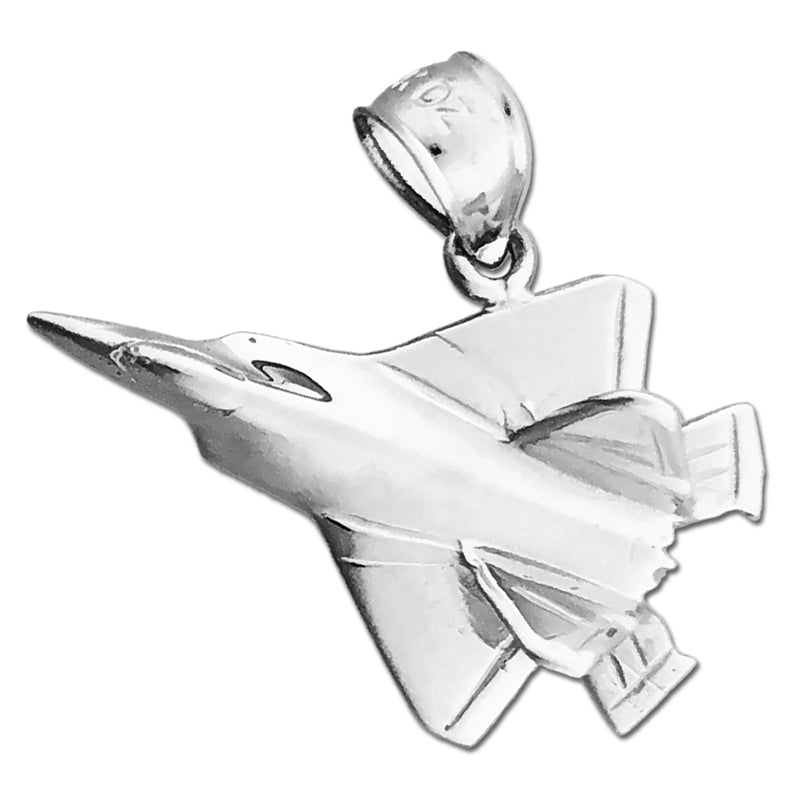 Individueller Anhänger „F22 Raptor Militärjet" aus 14K Gold, 3,8 cm Breite – Öse passend für 5 mm Kette