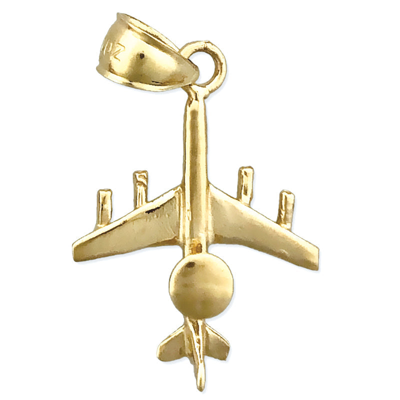 14K Gold 3D E-3 Sentry (AWACS) Flugzeug-Charm