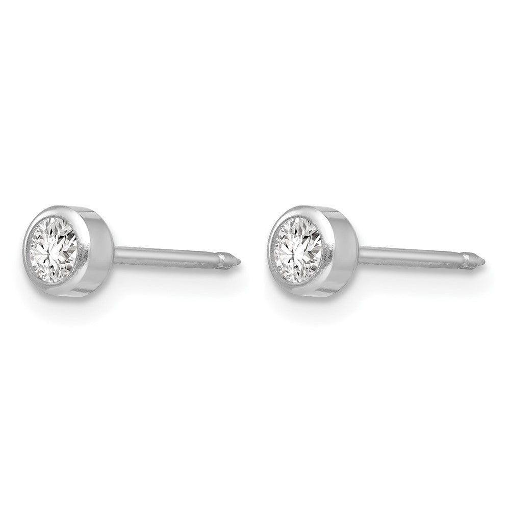 14K Weißgold 4mm April Kristall Zargenfassung Ohrringe