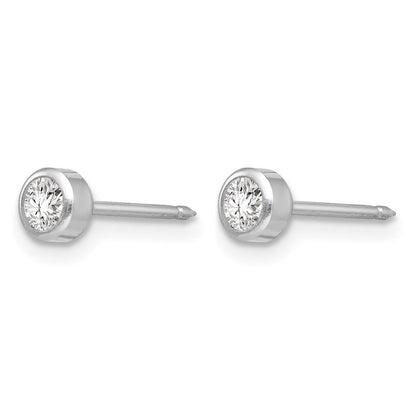 14K Weißgold 4mm April Kristall Zargenfassung Ohrringe