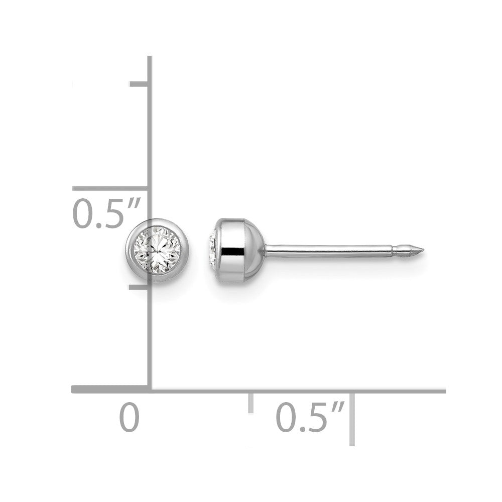 14K Weißgold 4mm April Kristall Zargenfassung Ohrringe