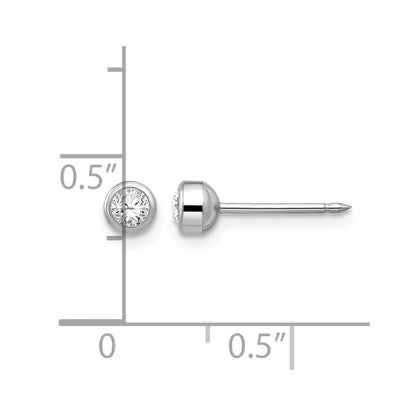 14K Weißgold 4mm April Kristall Zargenfassung Ohrringe