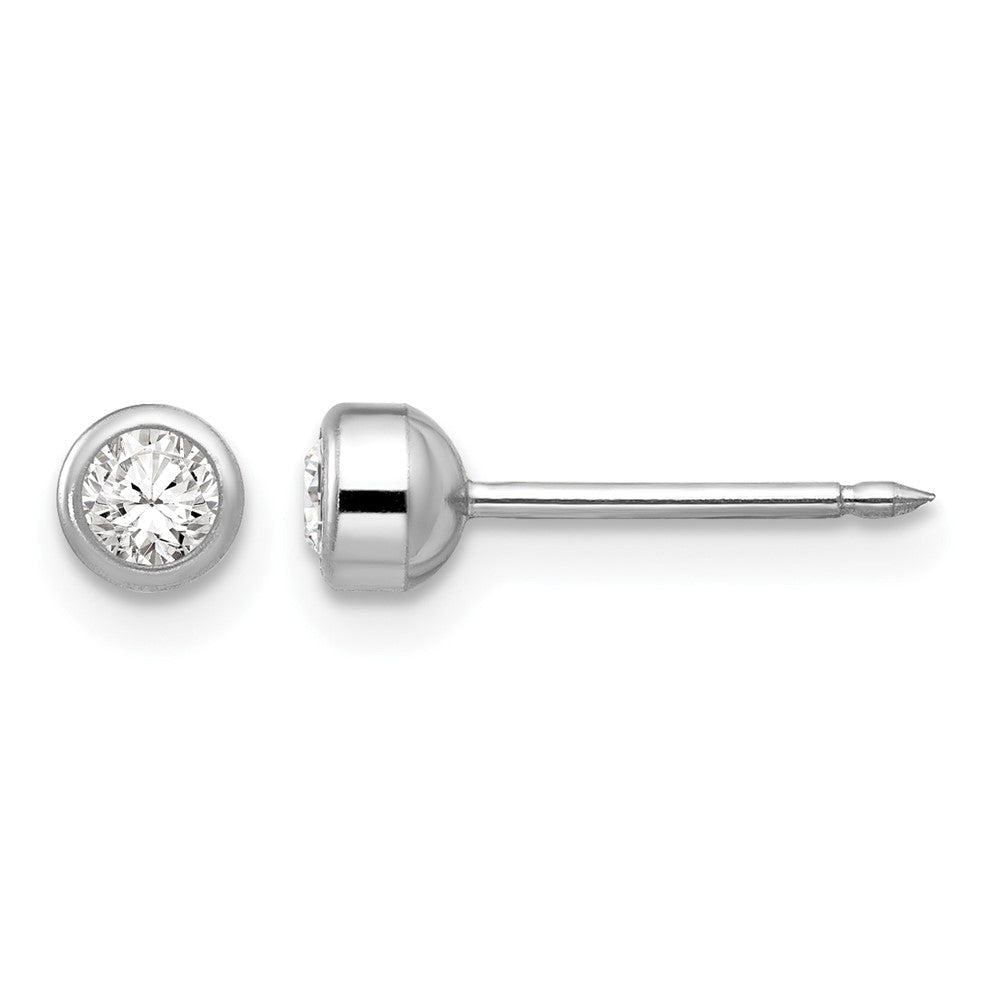 14K Weißgold 4mm April Kristall Zargenfassung Ohrringe